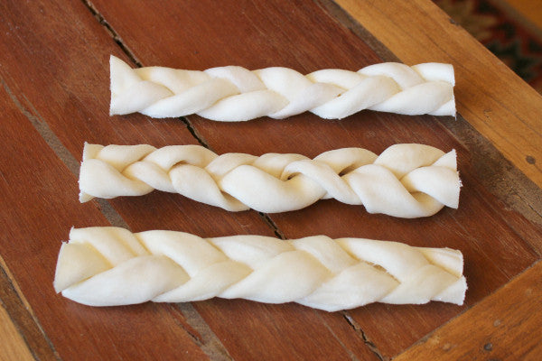 6" Skinny Braided Rawhides (Set of 3)